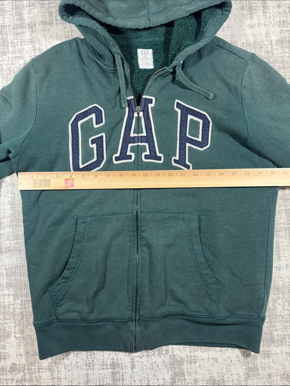 GAP Teal Hooded Full-Zip Jacket with Logo 25X20.5 PTP SZ S UNISEX *Read descript - Picture 9 of 13